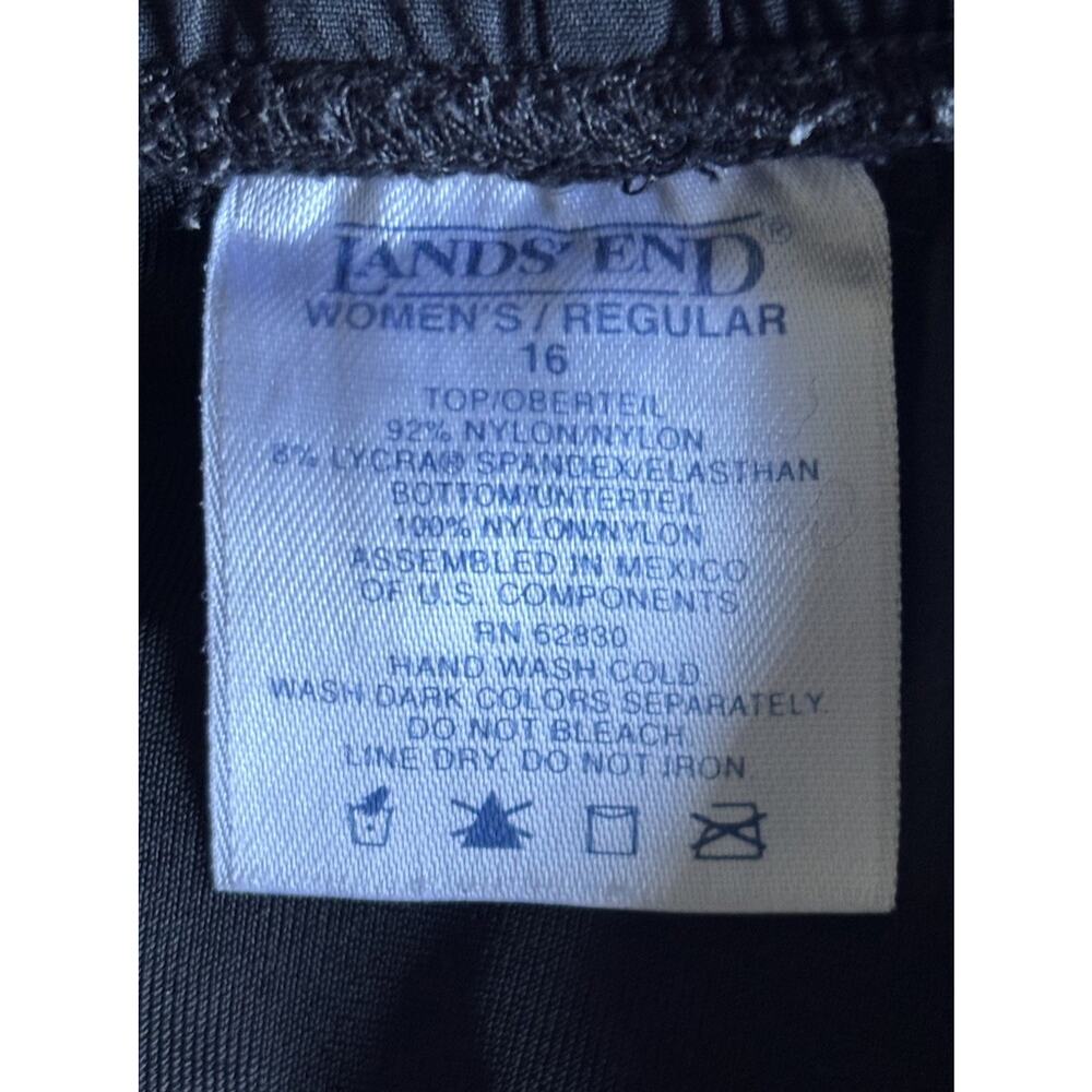 Land’s End Swim Shorts Black Built In Underwear Size 16 Elastic Waist Nylon - Picture 5 of 6